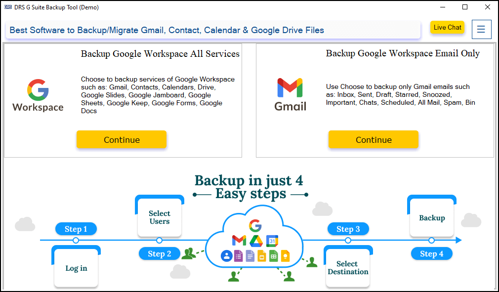 CloudMigration G Suite Backup Tool screenshot