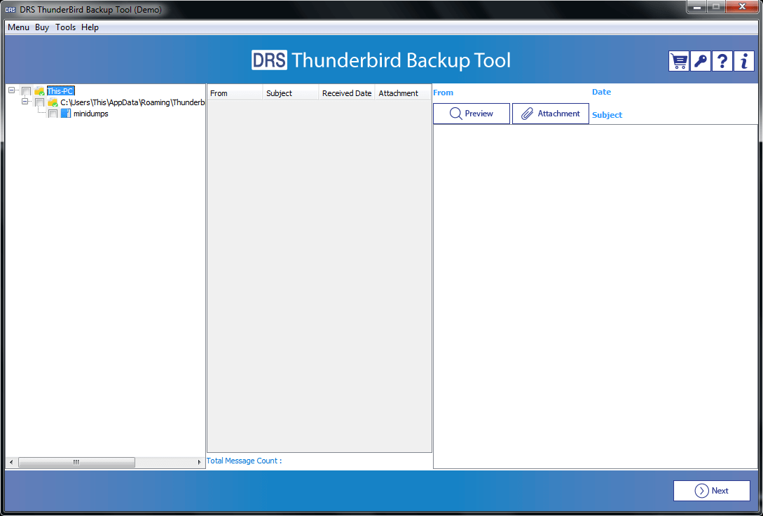 CloudMigration Thunderbird Backup Tool Screenshot
