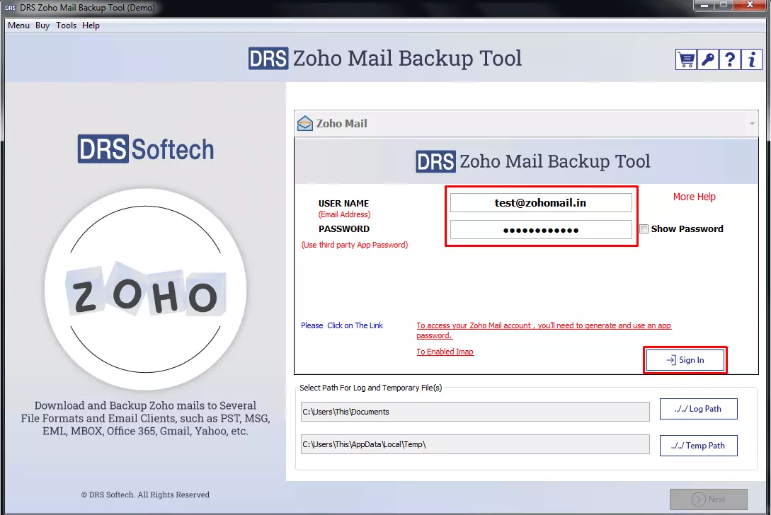 Zoho Backup Tool, Zoho Mail backup tool, backup zoho emails, CM Zoho Backup Wizard, Zoho Migration tool, Backup Zoho mail